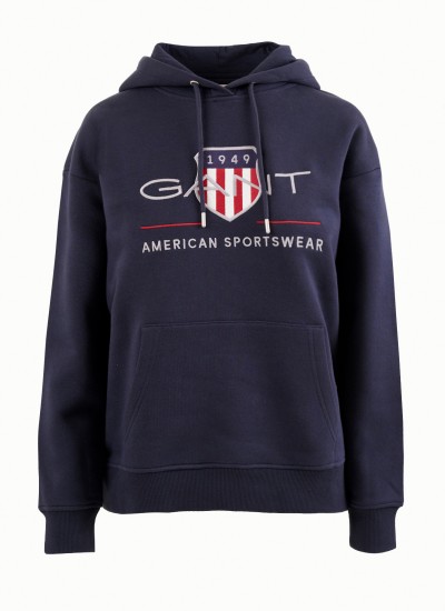 Γυνακεία Φούτερ Arc.Hoodie Σκούρο Μπλε Βαμβάκι GANT