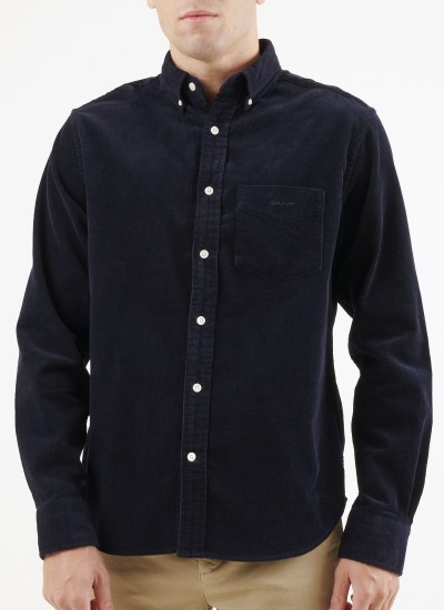 Men Shirts Cord.Shirt DarkBlue Cotton GANT