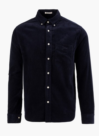 Men Shirts Cord.Shirt DarkBlue Cotton GANT