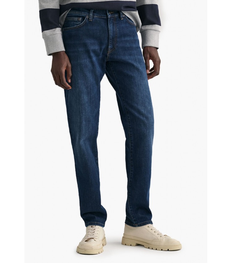 Ανδρικά Παντελόνια Jeans.Sl.Med Σκούρο Μπλε Βαμβάκι GANT
