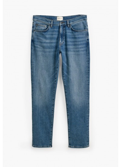 Men Pants Jeans.Sl Blue Cotton GANT