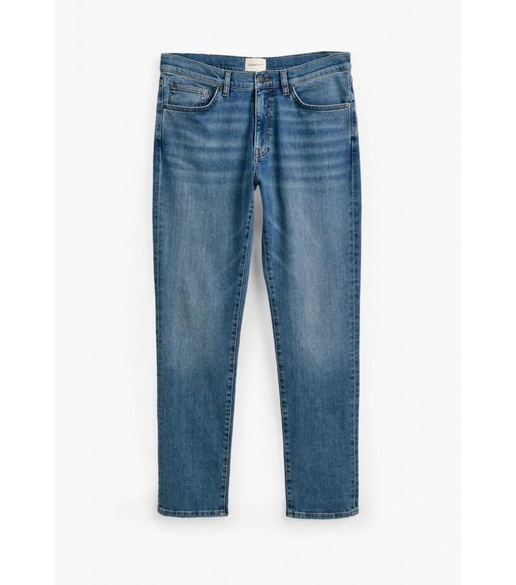 Men Pants Jeans.Sl Blue Cotton GANT