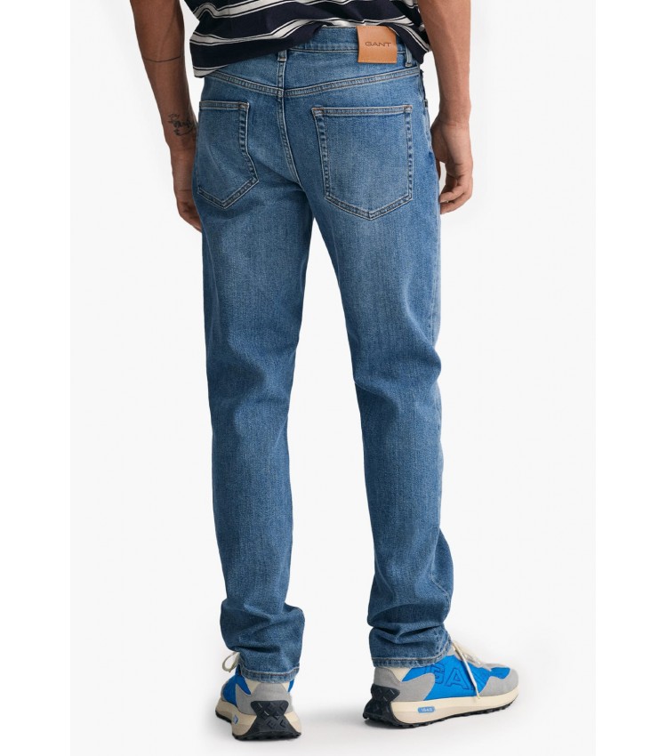 Men Pants Jeans.Sl Blue Cotton GANT