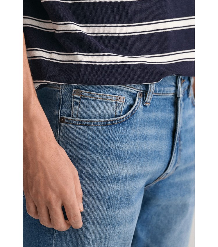 Men Pants Jeans.Sl Blue Cotton GANT
