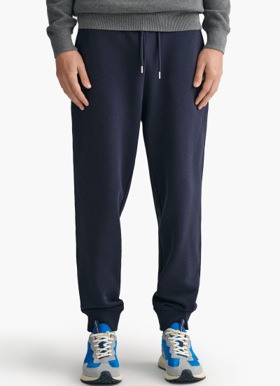 Ανδρικά Παντελόνια Reg.Sweatpant Σκούρο Μπλε Βαμβάκι GANT