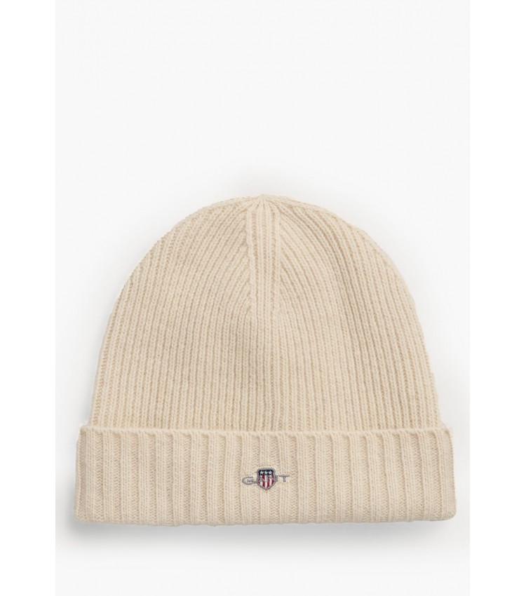 Men Caps Shield.Beanie Beige Wool GANT