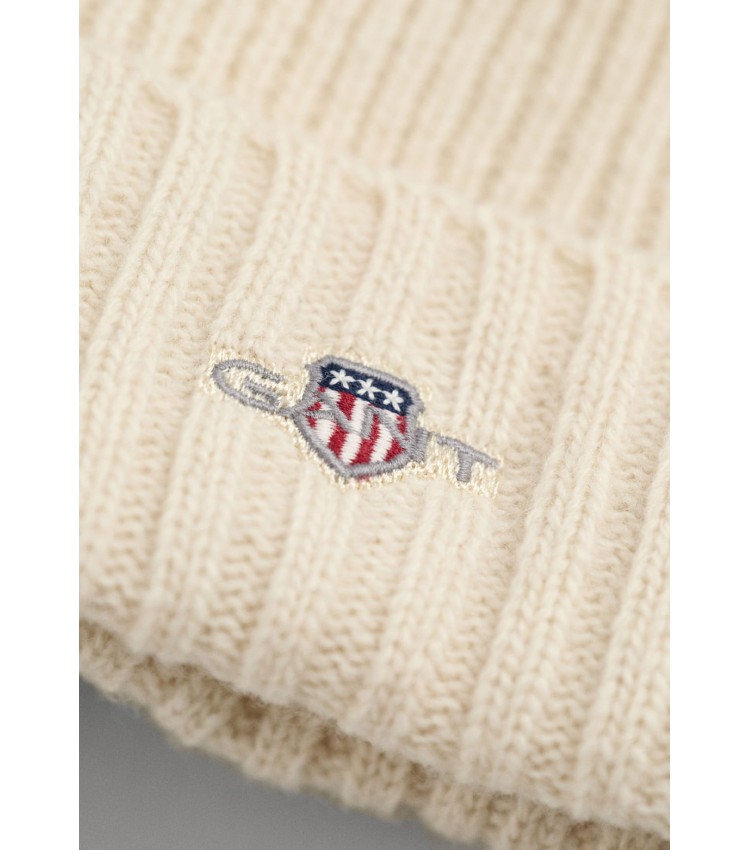 Men Caps Shield.Beanie Beige Wool GANT