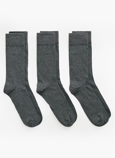 Ανδρικές Κάλτσες Soft.3pack Γκρι Βαμβάκι GANT