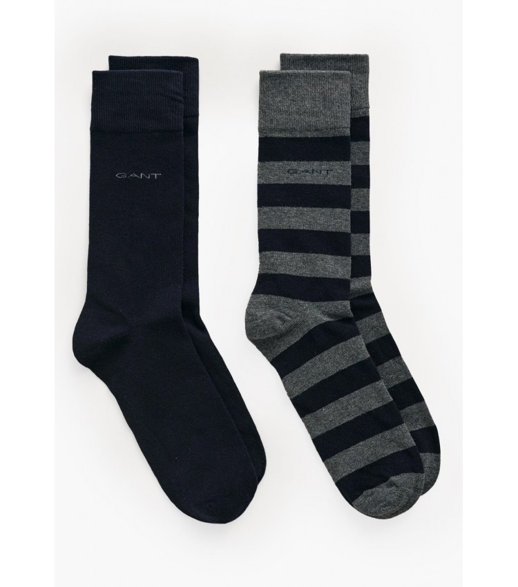 Men Socks Striped.2pack Grey Cotton GANT