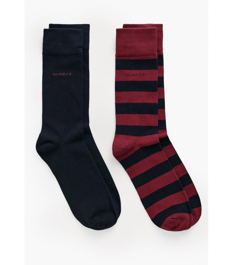 Men Socks Striped.2pack Bordo Cotton GANT