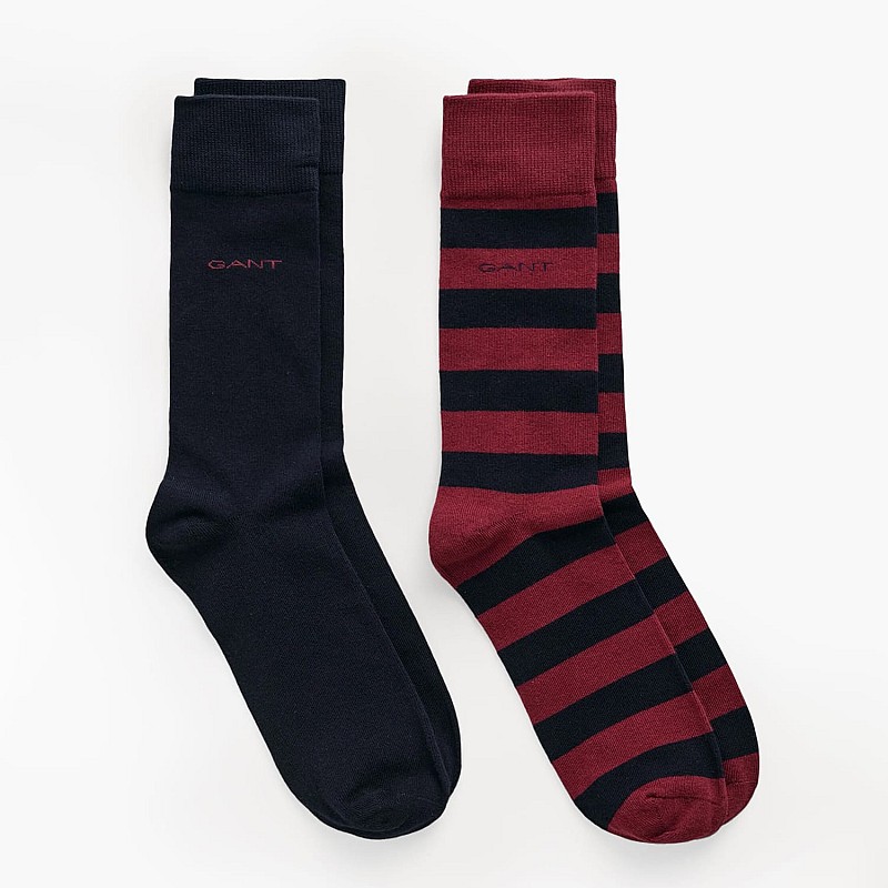 Ανδρικές Κάλτσες Striped.2pack Μπορντό Βαμβάκι GANT