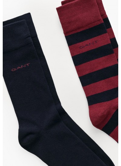 Men Socks Striped.2pack Bordo Cotton GANT