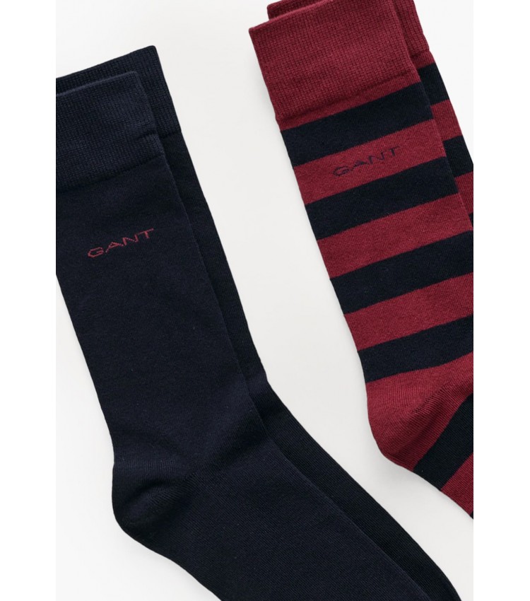 Men Socks Striped.2pack Bordo Cotton GANT