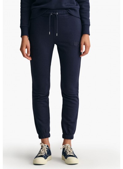 Women Trousers Ton.Spants DarkBlue Cotton GANT