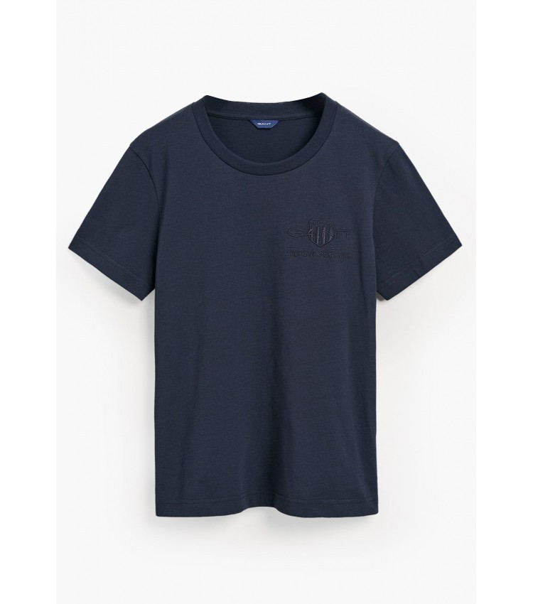 Women T-Shirts - Tops Tonal.Ss DarkBlue Cotton GANT