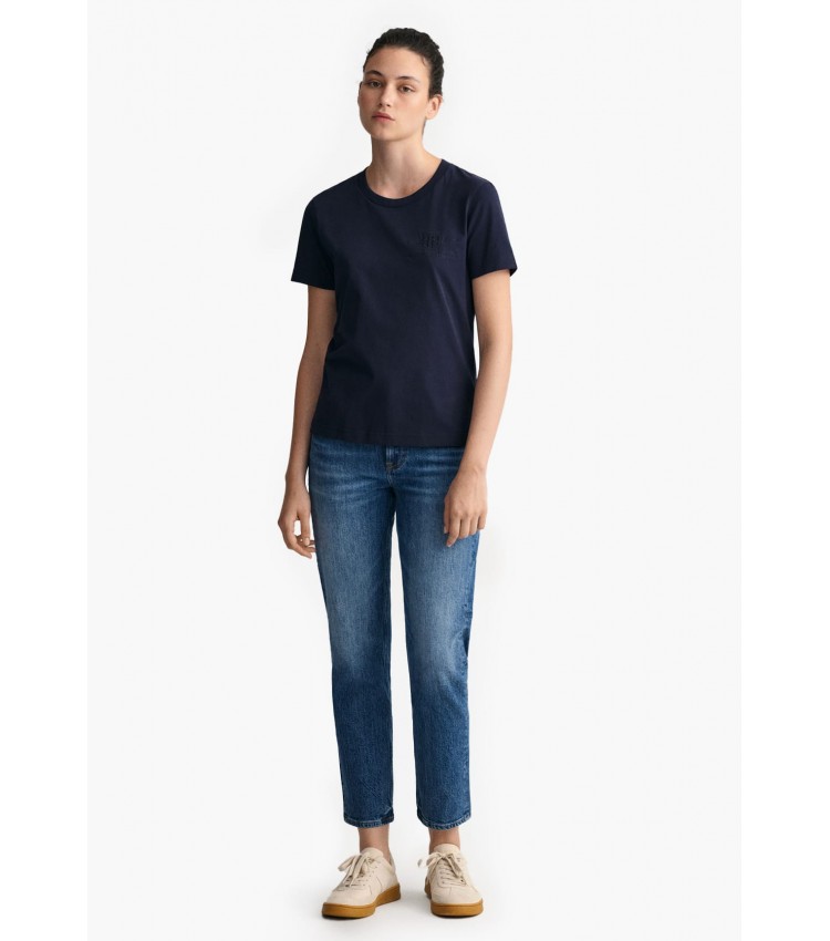 Women T-Shirts - Tops Tonal.Ss DarkBlue Cotton GANT