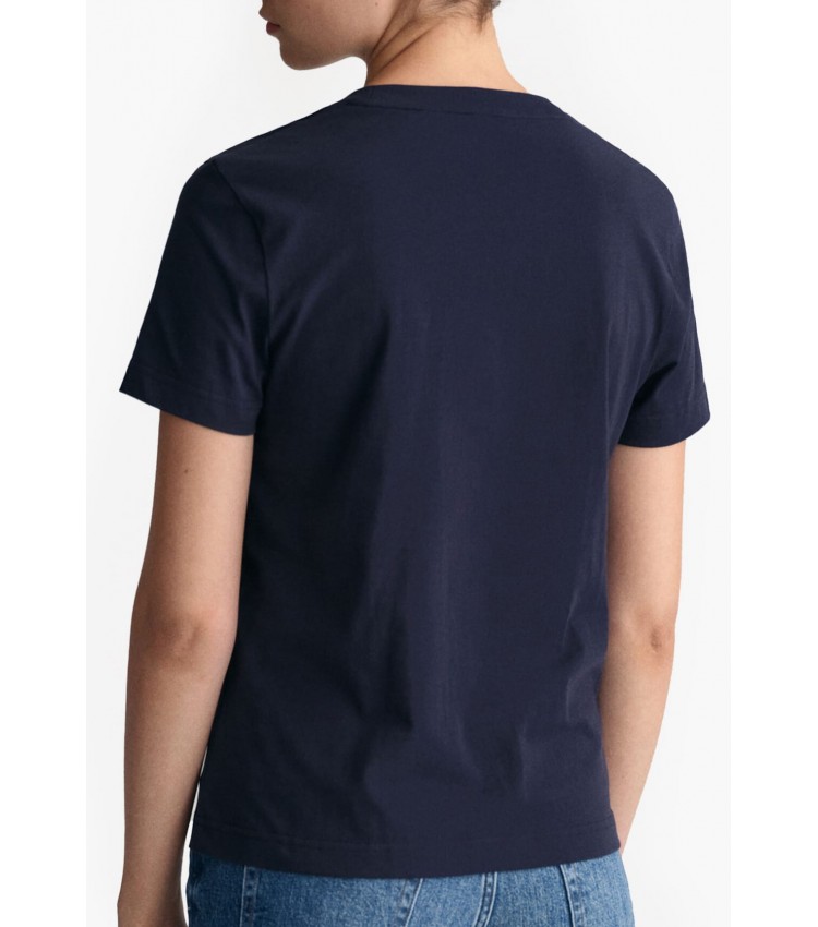 Women T-Shirts - Tops Tonal.Ss DarkBlue Cotton GANT