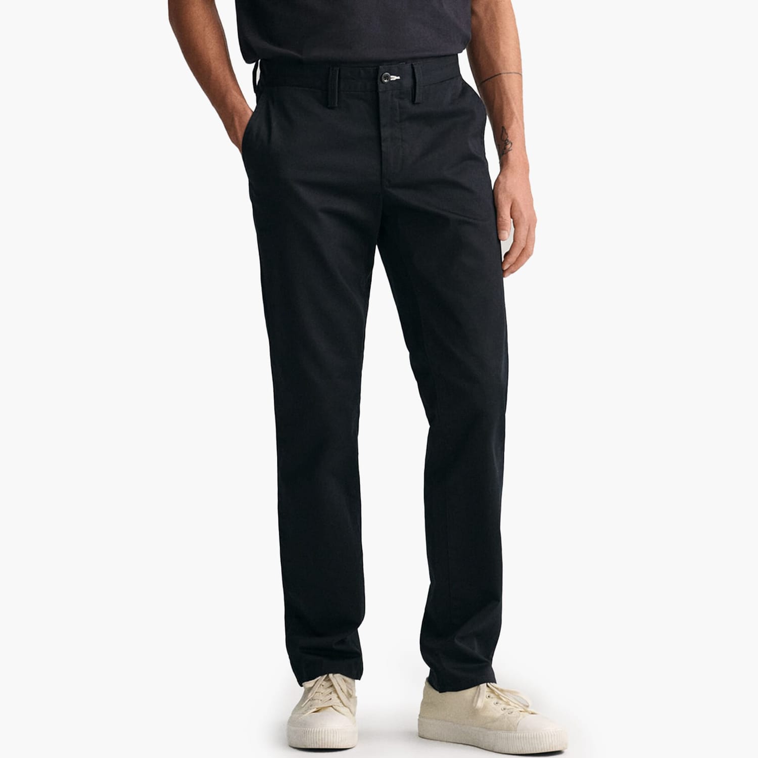 Ανδρικά Παντελόνια Twill.Chino Μαύρο Βαμβάκι GANT