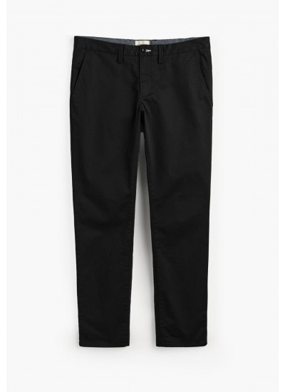 Men Pants Twill.Chino Black Cotton GANT