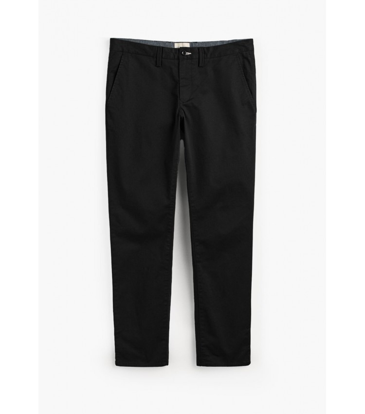 Men Pants Twill.Chino Black Cotton GANT