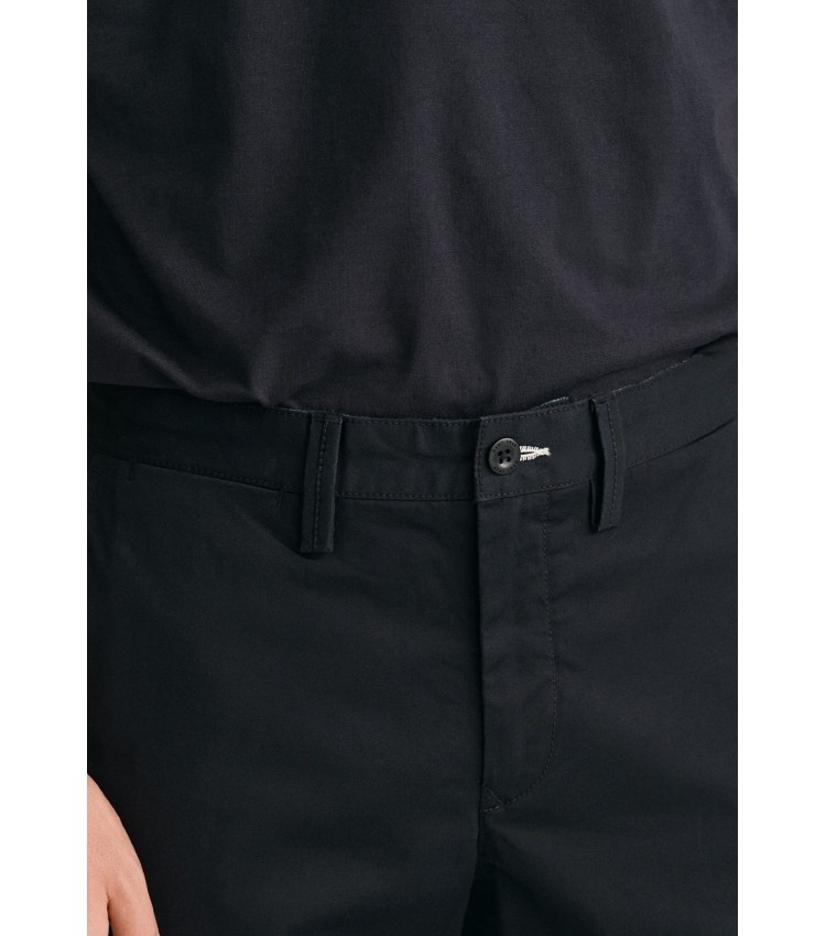 Men Pants Twill.Chino Black Cotton GANT