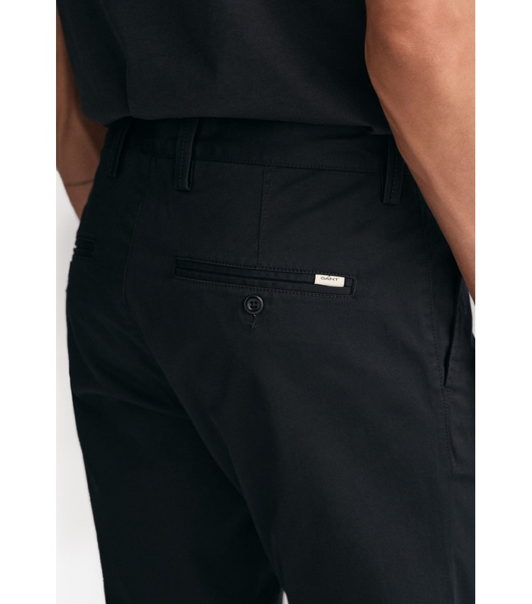 Men Pants Twill.Chino Black Cotton GANT