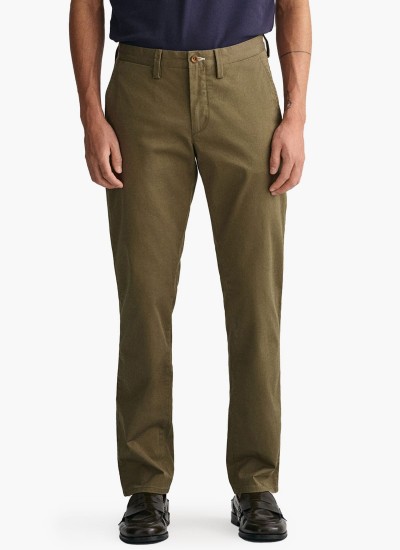 Men Pants Twill.Chino Olive Cotton GANT