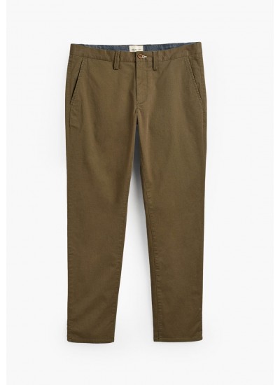 Men Pants Twill.Chino Olive Cotton GANT