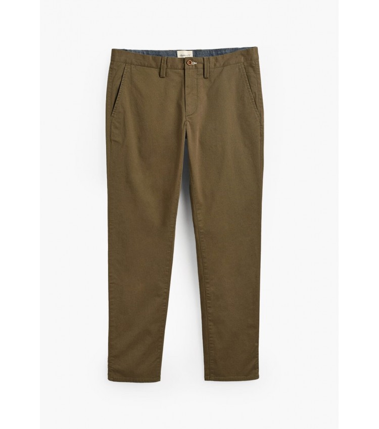 Men Pants Twill.Chino Olive Cotton GANT