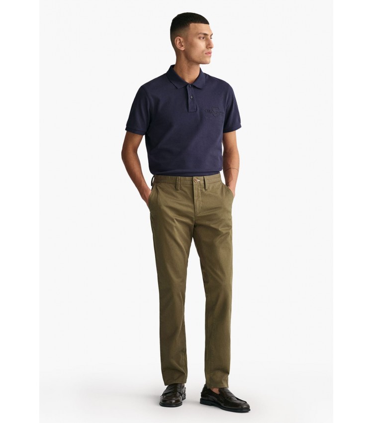 Men Pants Twill.Chino Olive Cotton GANT