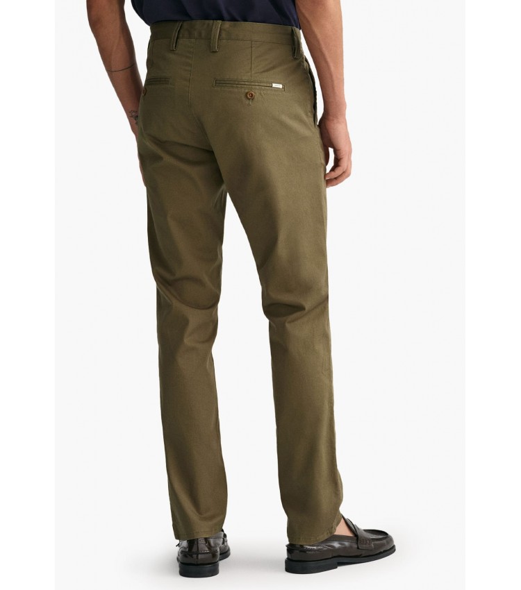 Men Pants Twill.Chino Olive Cotton GANT