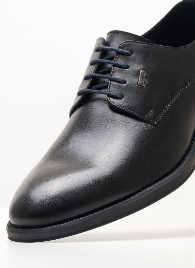 Ανδρικά Παπούτσια Δετά A815 Μαύρο Δέρμα Perlamoda