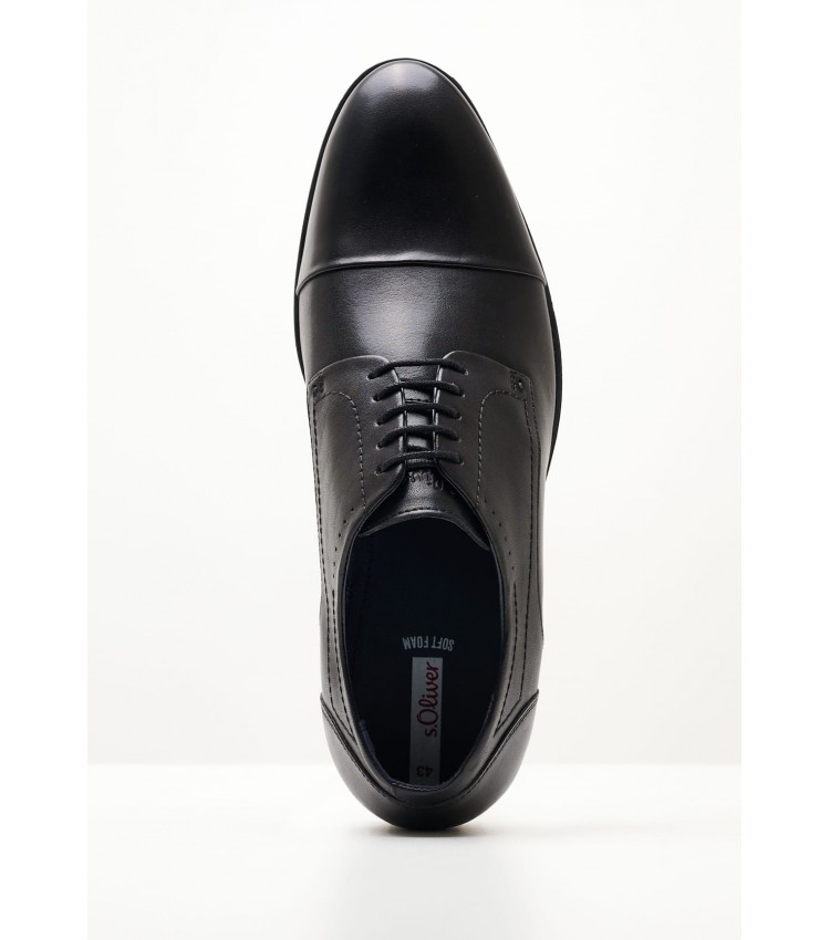 Ανδρικά Παπούτσια Δετά 13205 Μαύρο Δέρμα S.Oliver
