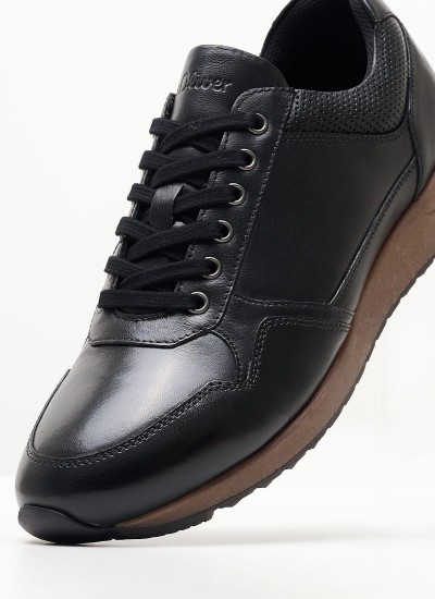 Ανδρικά Παπούτσια Δετά 13210 Μαύρο Δέρμα S.Oliver