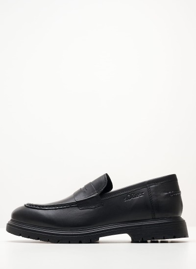 Ανδρικά Μοκασίνια R6711 Μαύρο Δέρμα Boss shoes