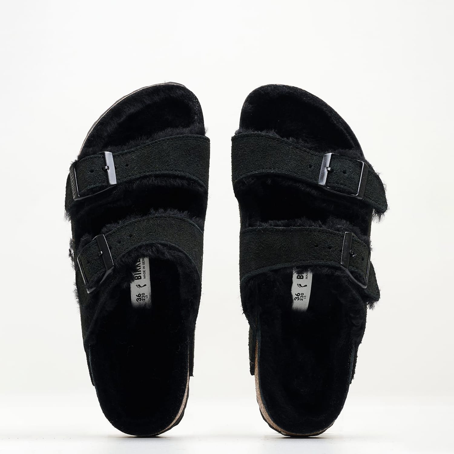 Γυναικεία Flats Arizona.Shearling Μαύρο Δέρμα Καστόρι Birkenstock