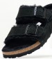 Women Flats Arizona.Shearling Black Buckskin Birkenstock