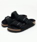 Women Flats Arizona.Shearling Black Buckskin Birkenstock