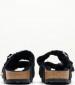 Γυναικεία Flats Arizona.Shearling Μαύρο Δέρμα Καστόρι Birkenstock