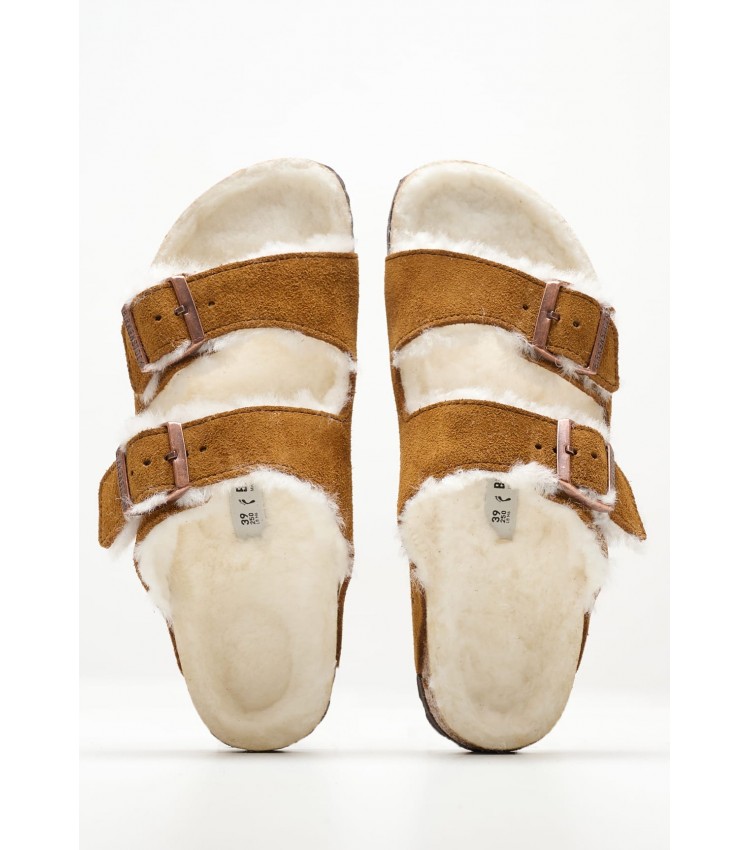 Γυναικεία Flats Arizona.Shea Καφέ Δέρμα Καστόρι Birkenstock