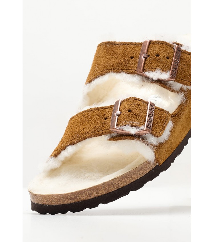 Γυναικεία Flats Arizona.Shea Καφέ Δέρμα Καστόρι Birkenstock