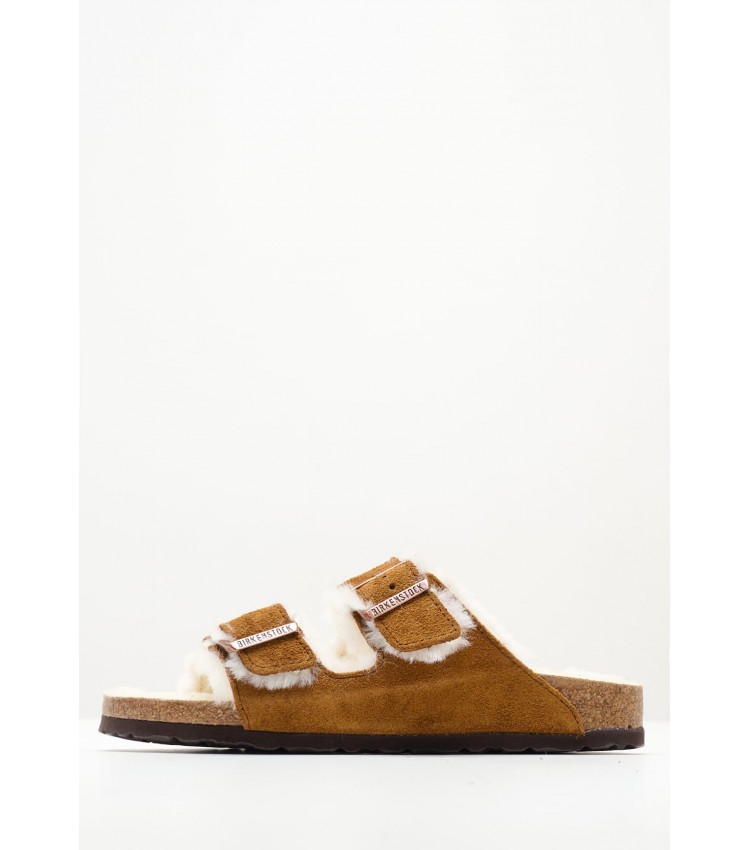 Γυναικεία Flats Arizona.Shea Καφέ Δέρμα Καστόρι Birkenstock