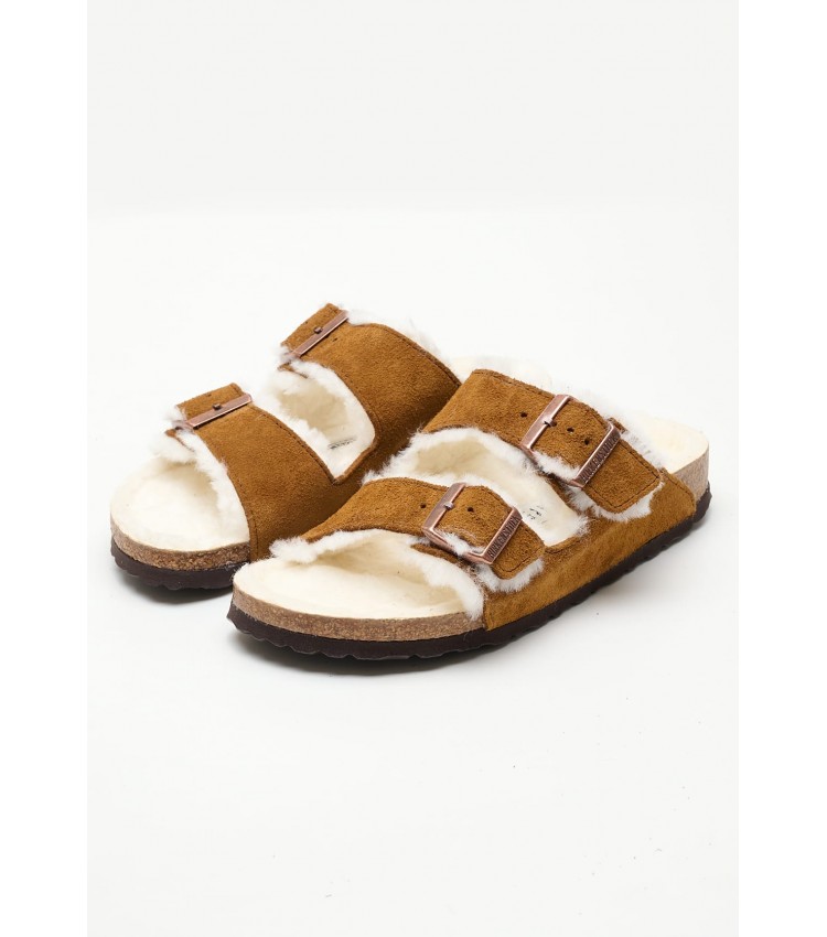 Γυναικεία Flats Arizona.Shea Καφέ Δέρμα Καστόρι Birkenstock