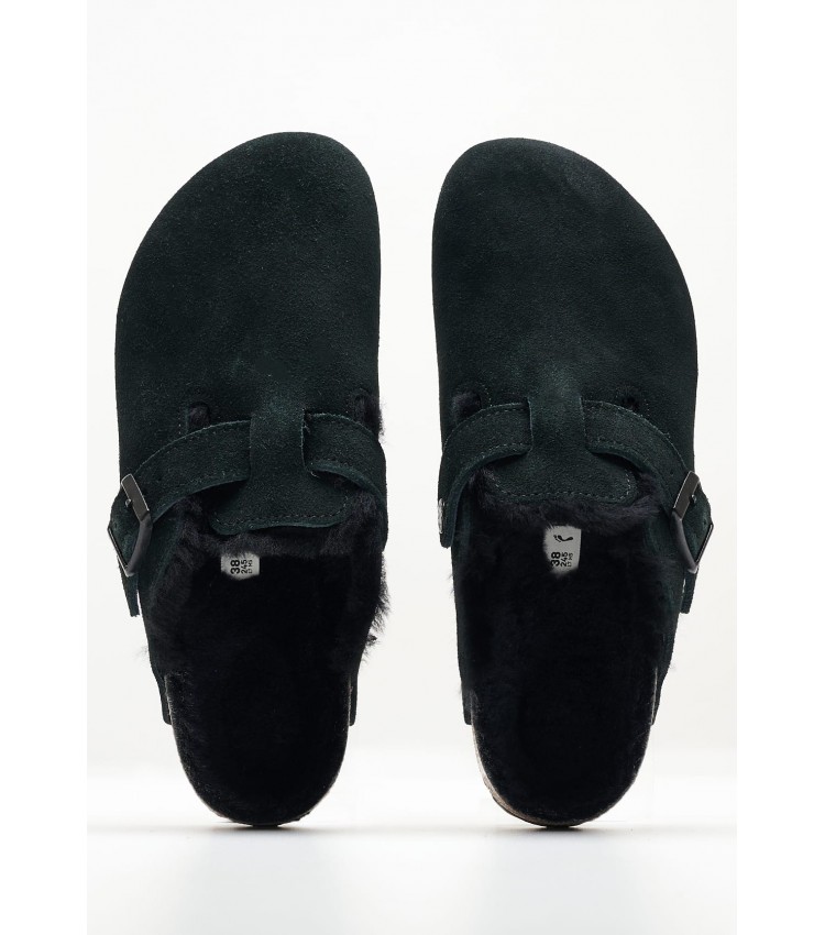 Women Sleepers Boston.Shea Black Buckskin Birkenstock