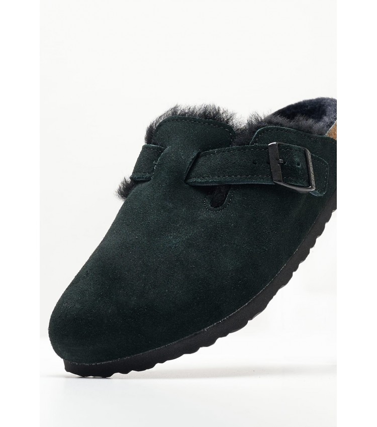 Women Sleepers Boston.Shea Black Buckskin Birkenstock