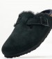 Women Sleepers Boston.Shea Black Buckskin Birkenstock