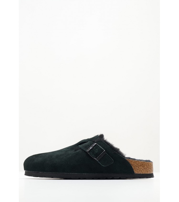 Women Sleepers Boston.Shea Black Buckskin Birkenstock