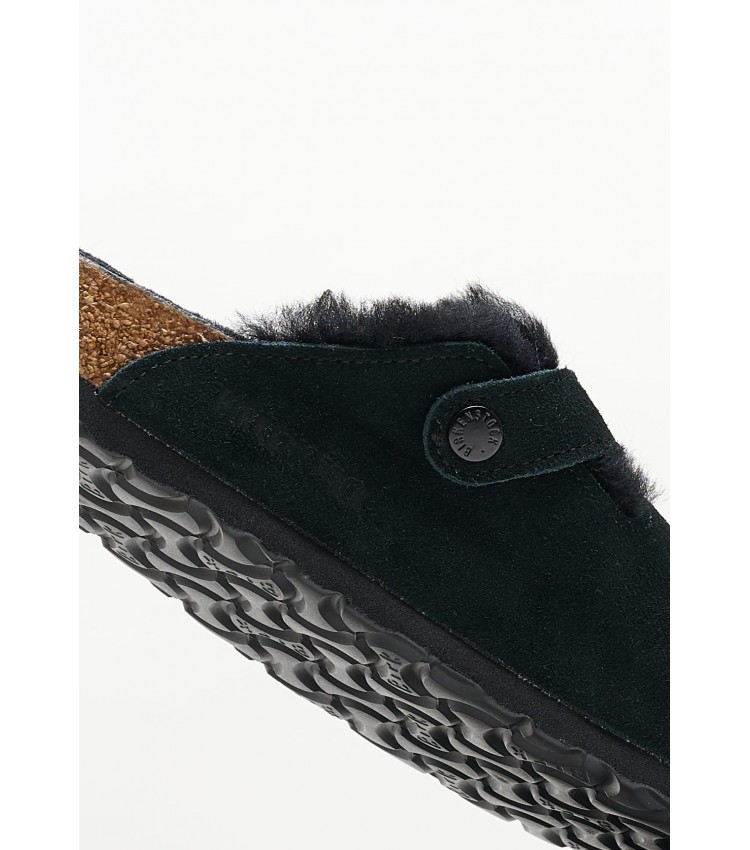 Women Sleepers Boston.Shea Black Buckskin Birkenstock