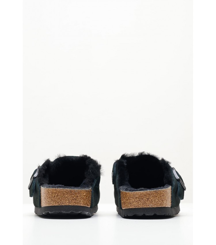 Women Sleepers Boston.Shea Black Buckskin Birkenstock