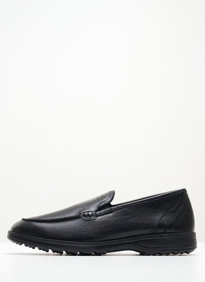 Men Moccasins R6711 Black Leather Boss shoes